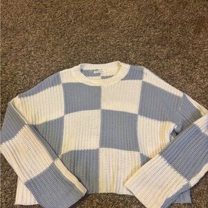 moon & madison Blue and Cream Checkered Sweater